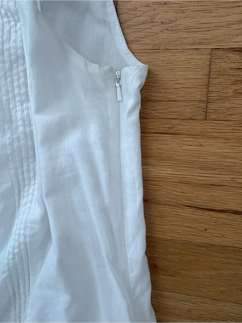 Lands' End White Pintuck Dress 100% Cotton Size 8 Pockets - Picture 5 of 8